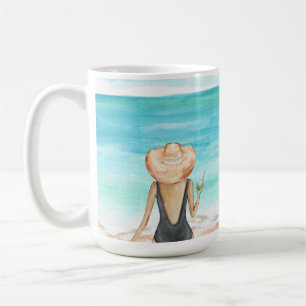 ladie on the beach coffee mug