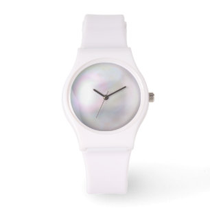 Ladies ALL White Silicone eWatch W/Faux Pearl Face Watch