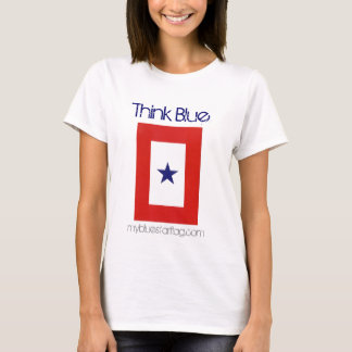 Ladies Baby Doll Blue Star Flag shirt