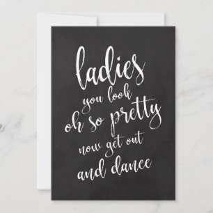 Ladies Bathroom Affordable Chalkboard Wedding Sign Invitation