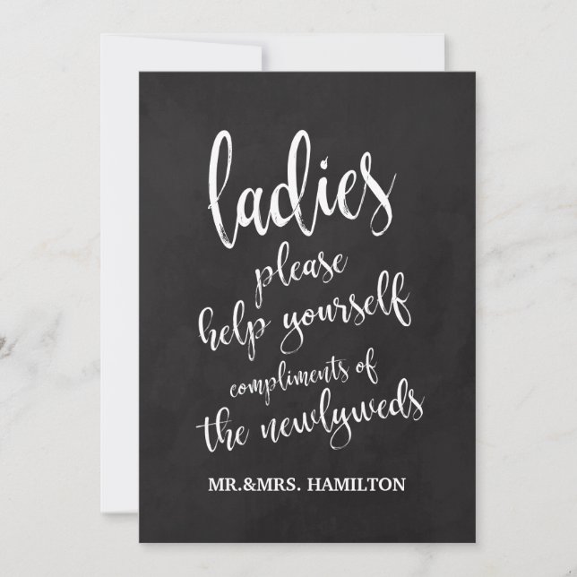 Ladies Bathroom Basket Affordable Chalkboard Sign Invitation (Front)