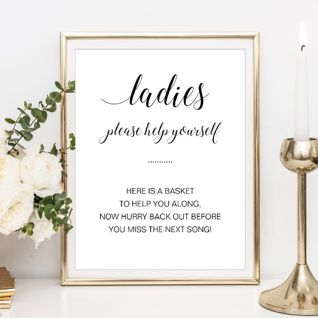 Ladies Bathroom Basket Elegant Wedding Sign (Creator Uploaded)