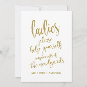 Ladies Bathroom Basket Gold Affordable Sign