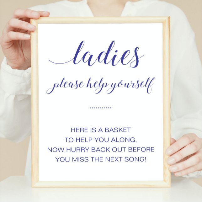 Ladies Bathroom Basket Navy Blue Wedding Sign (Creator Uploaded)
