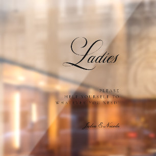 Ladies Bathroom Basket Transparent Decal Sign
