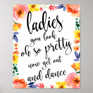 Ladies Bathroom Floral 8x10 Wedding Sign