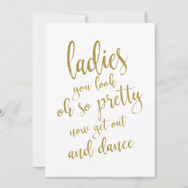 Ladies Bathroom Gold Affordable Wedding Sign Invitation (Front)