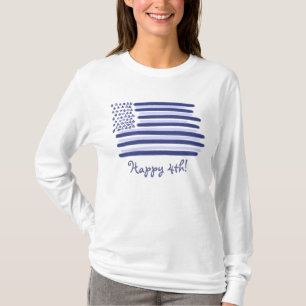 Ladies blue American flag 4th july hoodie T-Shirt