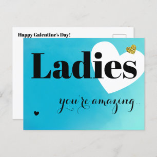 Ladies Blue Galentine's Day Holiday Postcard