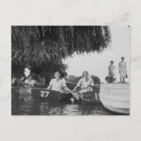 Ladies & Boats Old Blck & White Image - Postcard