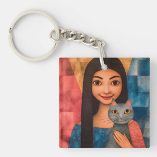Ladies & Cats – Vintage Portrait Collection 1 Key Ring