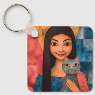 Ladies & Cats – Vintage Portrait Collection 1 Key Ring