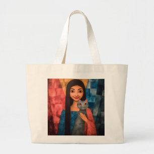 Ladies & Cats – Vintage Portrait Collection 1 Large Tote Bag