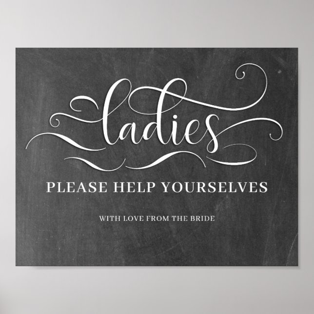 Ladies - Chalkboard Wedding Bathroom Sign (Front)