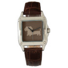 Ladies Chocolate Brown Dachshund Leather Watch