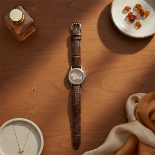 Ladies Chocolate Brown Dachshund Leather Watch