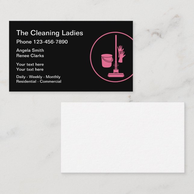 Ladies Cleaning Service Business Card (Front/Back)