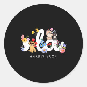 Ladies Comma La Harris Waltz Vote Flower Political Classic Round Sticker