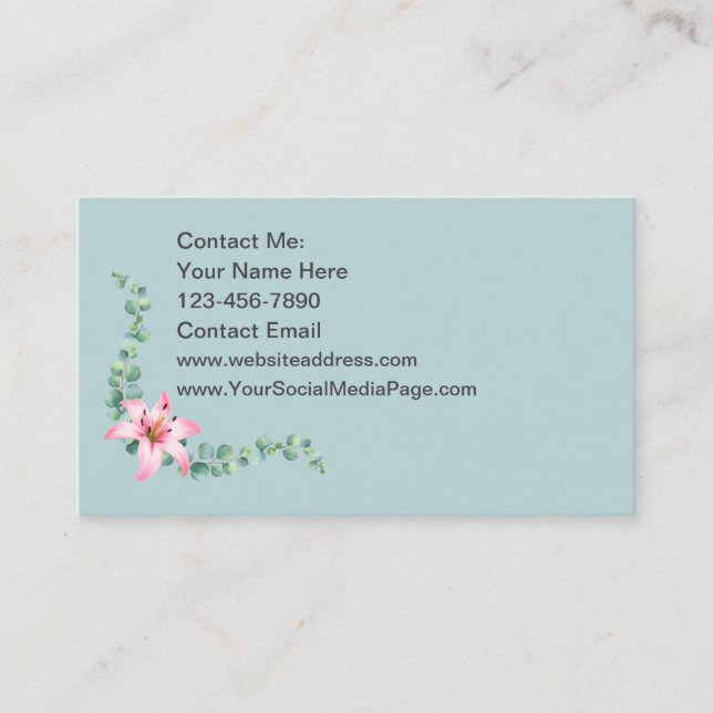 Ladies Contact Cards Eucalyptus Theme Floral (Front)