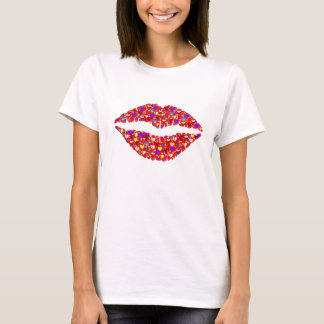 ladies cropped tshirt with glitter lip image