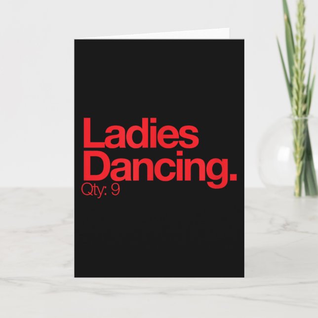 Ladies Dancing Q 9 Minimalist 12 Days Of Christmas Card (Front)