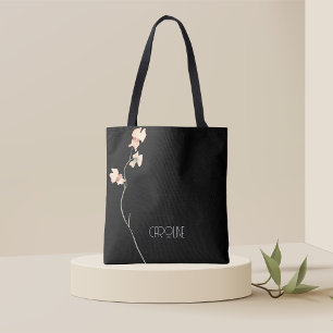 Ladies Elegant Black Floral  Boho Cute  Tote Bag