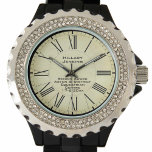 Ladies Equestrian Centre Showjumping Award Watch<br><div class="desc">Ladies Equestrian Centre Showjumping Award. Prize for female competitors in a Horse Show. Add the name of the female recipient as well as the equestrian club,  society,  or association details. Roman numerals on a parchment style background. Award for women riders.</div>