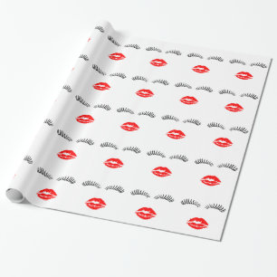 Ladies Eye Lashes and LipStick Kiss Wrapping Paper