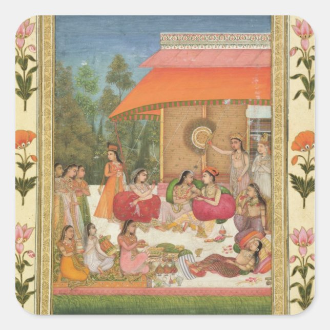 Ladies feasting, from the Small Clive Album Square Sticker (Front)