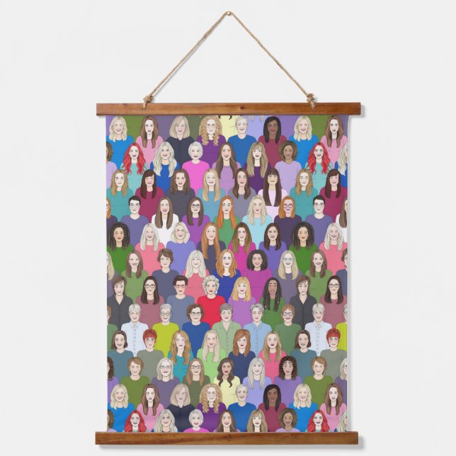 ladies & feminists Wood Topped Wall Tapestry (Front)
