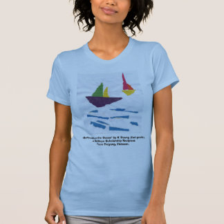 LADIES FITTED BLUE TANK TOP "Sailboats" 