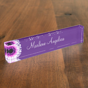 Ladies Floral Monogram Artsy Design Nameplate