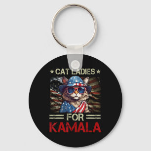 Ladies For Kamala Funny Cat 2024 President Kamala- Key Ring