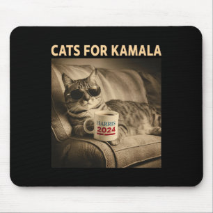Ladies For Kamala Funny Cat 2024 President Kamala Mouse Pad