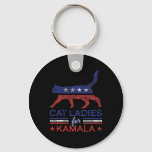 Ladies For Kamala Funny Democrat Cat For Cat Lady Key Ring