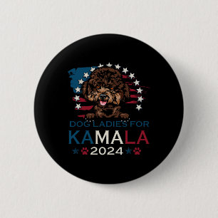 Ladies For Kamala Harris 2024 Poodle Dog America  6 Cm Round Badge