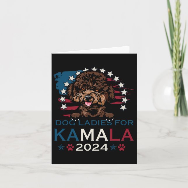 Ladies For Kamala Harris 2024 Poodle Dog America  Card (Front)
