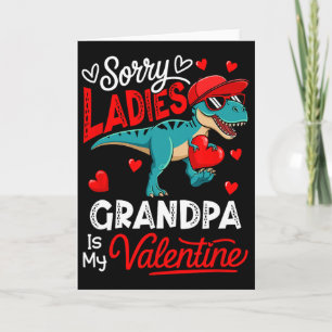 Ladies Funny Joke Grandpa Is My Valentine T-rex Su Card
