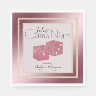 Ladies' Game Night Gold and Pink Glitter Dice Napkin