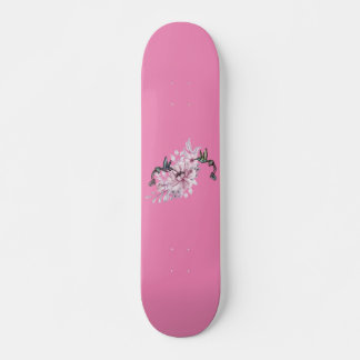 Ladies & Girls Skateboard Floral Hummingbirds Pink
