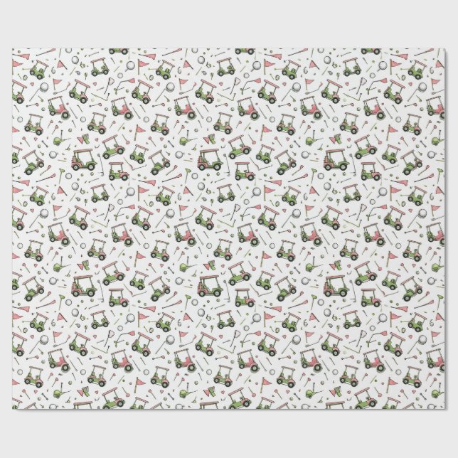 Ladies Golf Cart Pattern Wrapping Paper (Flat)