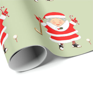 Ladies Golf Christmas Holiday Gift Wrapping Paper