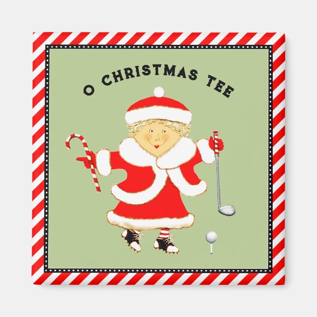 Ladies Golf Christmas Magnet (Front)