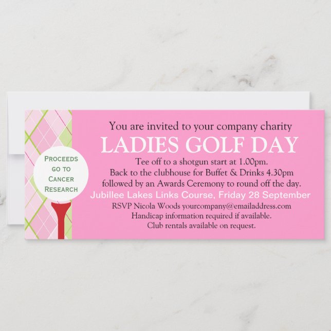 Ladies Golf day corporate group event invitation (Front)
