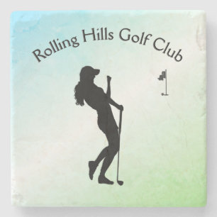 Ladies Golf Hole in One Green Stone Coaster