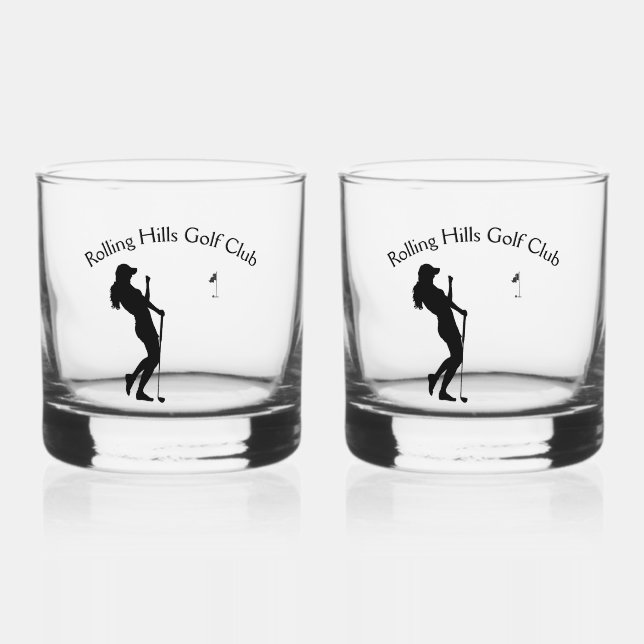 Ladies Golf Hole in One Personal Whiskey Glass (Front)