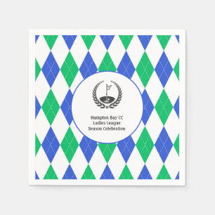 Ladies Golf League Argyle Pattern Party Napkin