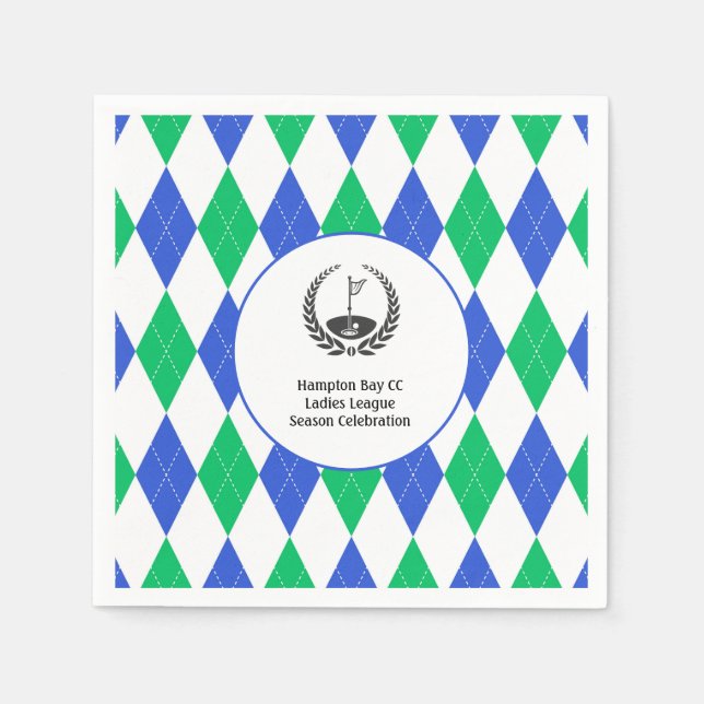 Ladies Golf League Argyle Pattern Party Napkin (Front)