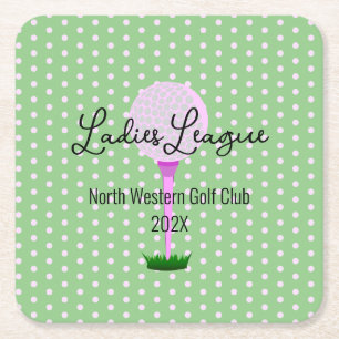 Ladies Golf League Golf Party Square Paper Coaster