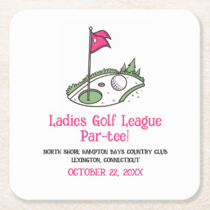Ladies Golf League Party Square Paper Coaster